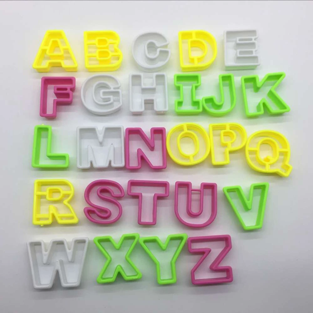 26PCS Alphabet Letter Biscuit Cookie Cutter Fondant Tool Ice Topper Press DIY Cake Embossed Mold Decorating Pastry Mold