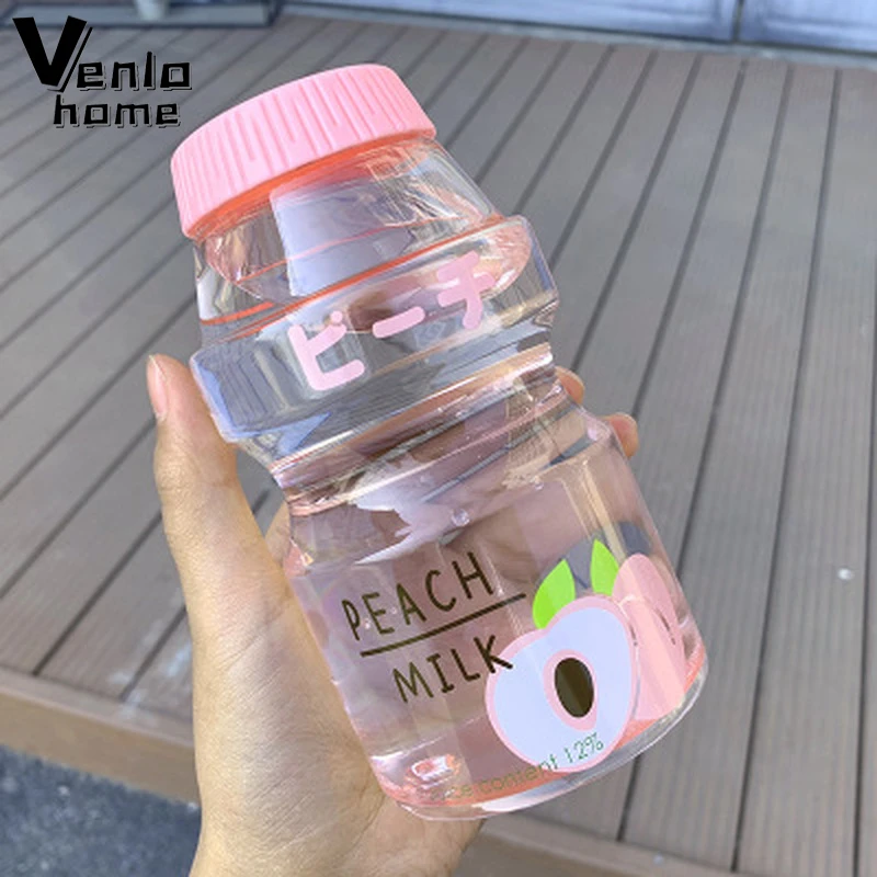 480ml Plastic Water Bottle Tour Drinking Bottle Yakult Shape Cute Kawaii Milk Carton Shaker Bottle For Kids/Girl/Adult Bottles