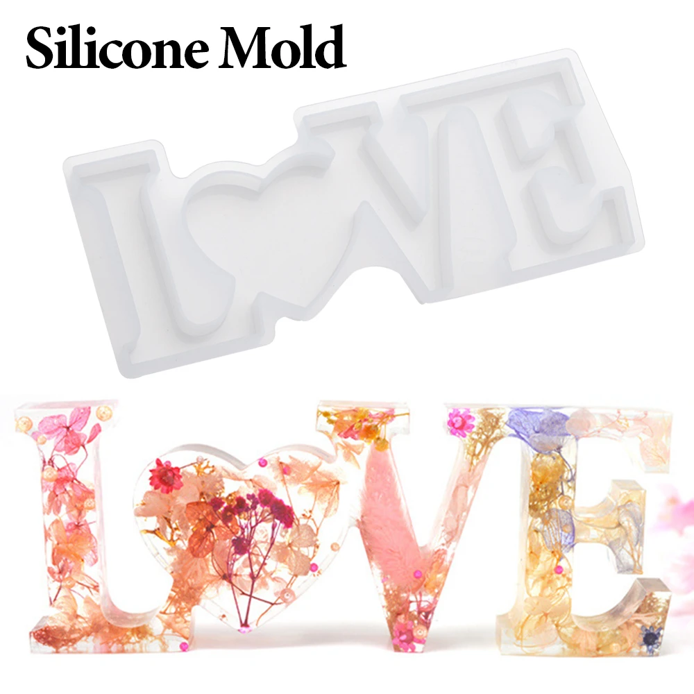 Letters Resin Epoxy Mold DIY Crafts Casting Molds Heart Shape HOME LOVE Silicone Mould Home Decoration Handmade Molds