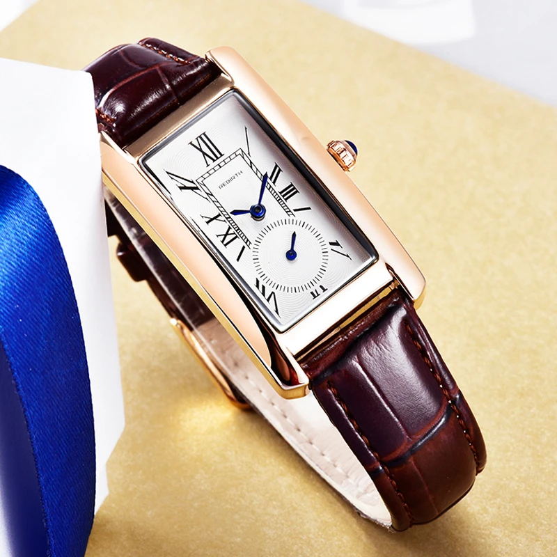 REBIRTH Brand Watch Women Elegant Retro Watches Fashion Ladies Quartz Watches Clock Women Casual Leather Women's Wristwatches