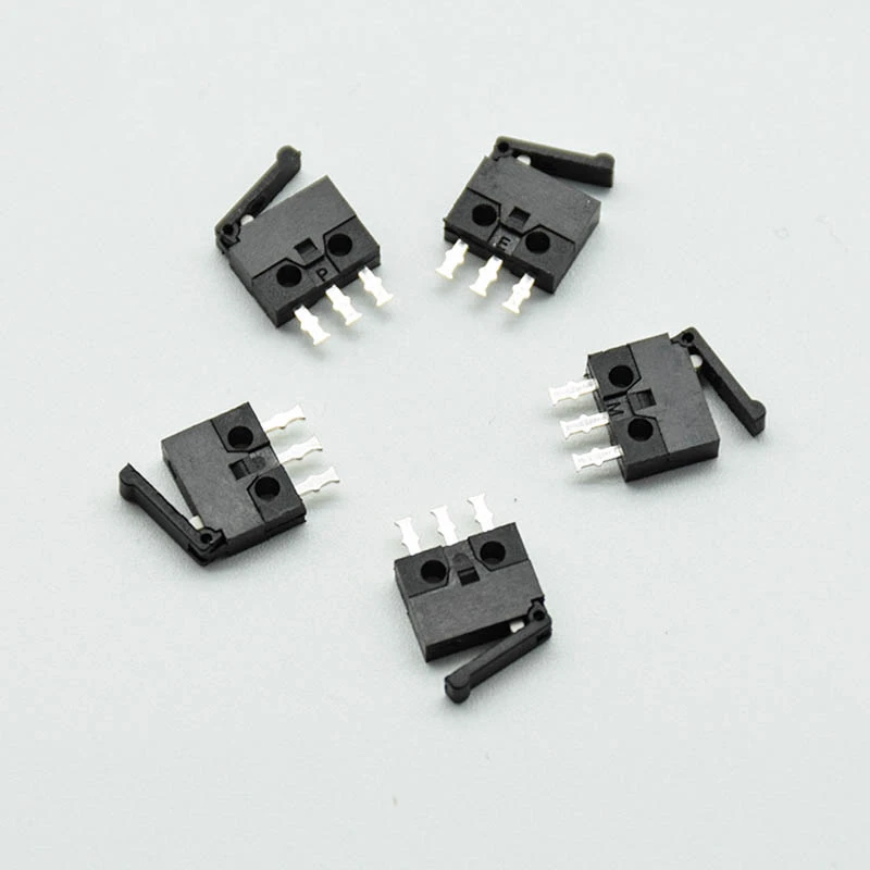 5pcs/lot black small/micro switch camera switch reset detection stroke limit miniature 3-foot straight foot handle mini