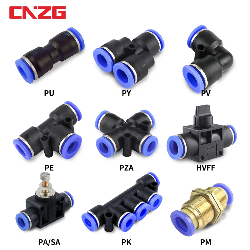 Pneumatic Fitting Pipe Connector Tube Air Quick Fittings Water Push In Hose Couping 4mm 6mm 8mm 10mm 12mm 14mm PU PY Connectors