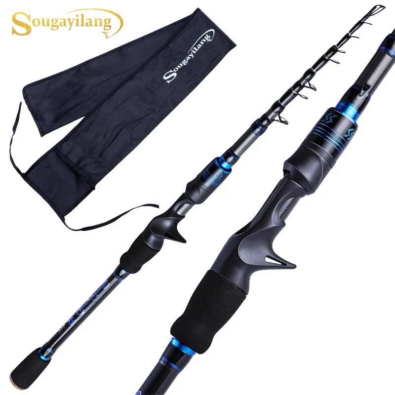 Sougayilang Portable Telescopic Rod 1.8M 2.1M  Carbon Fiber Spinning /Casting Lure Fishing Rod  Travel Fishing  Rod Tackle Pesca