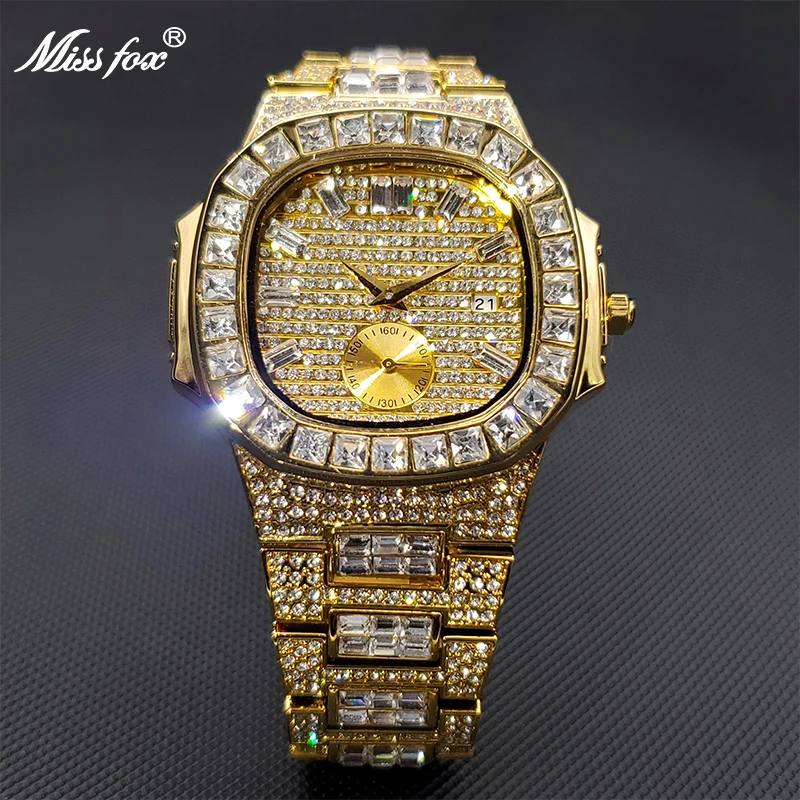 Men's Watches Gold Ice Out Diamond Luxury Top Brand Design Diver Watches For Man Waterproof Dropshipping relogio masculino 2020