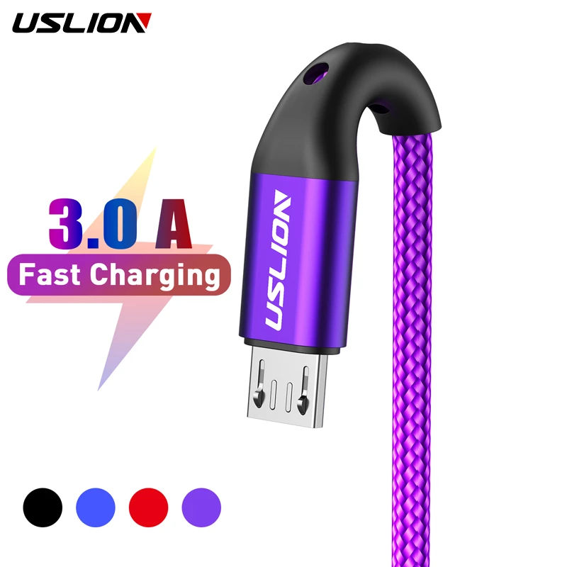 USLION 3M Micro USB Cable Fast Charging For Xiaomi Redmi Note 5 Pro Android Mobile Phone Data Cable for Samsung S7 Micro Charger