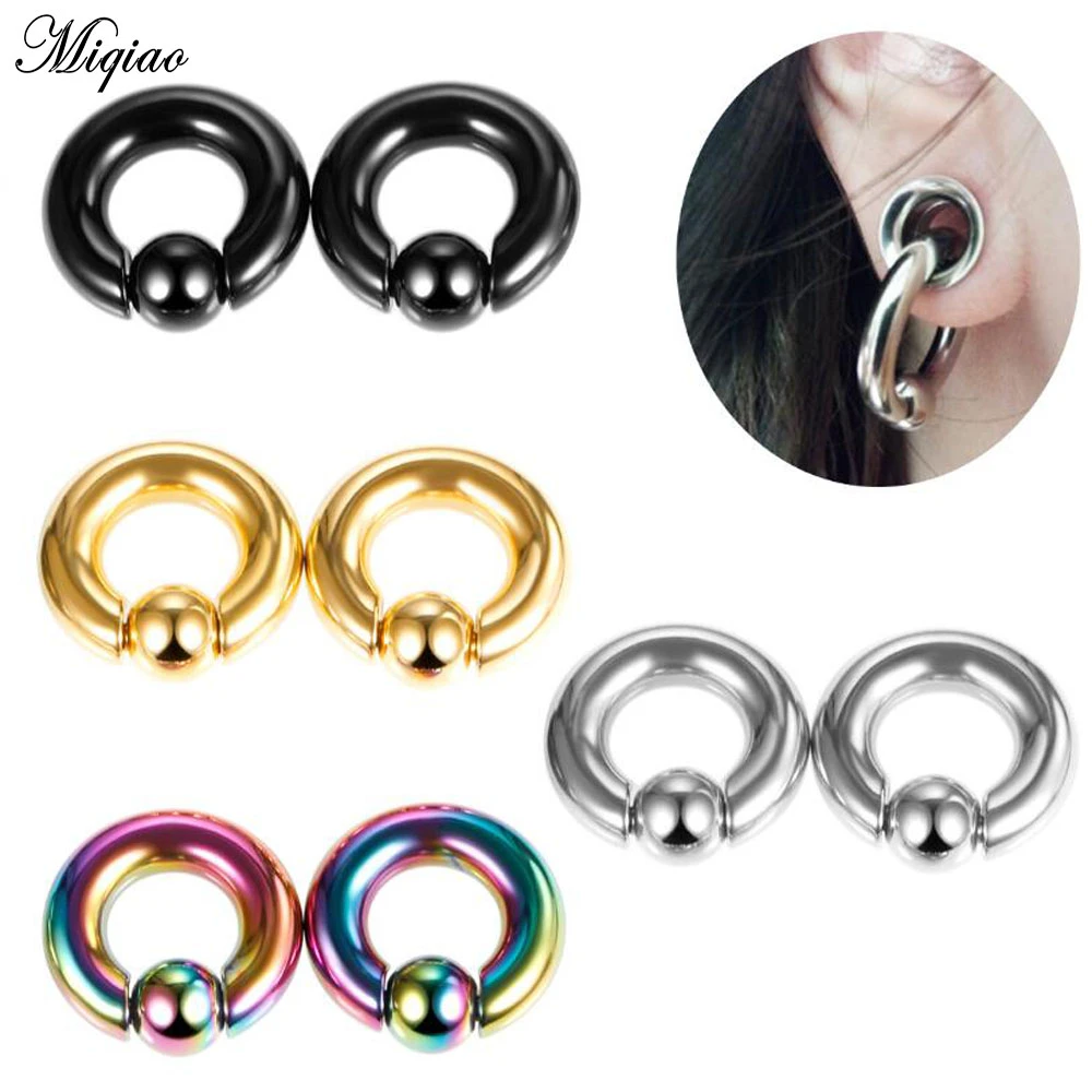 Miqiao 1pcs Stainless Steel Ear Piercing Weights Stretcher Expander 1.2-10mm Ear Gauge BCR Ball Closure Nose Septum Ring Jewelry