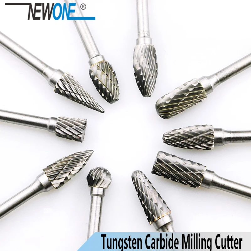 10/20pcs Shank Tungsten Carbide Milling Cutter Rotary Tool Burr Double Diamond Cut Rotary Dremel Tools Electric Grinding
