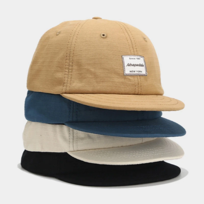 short brim baseball cap hip hop casual flat brimmed snapback hat cotton outdoor sports hiphop men cap sunscreen summer cap bone