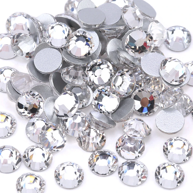 Top quality SS3-SS40 Clear Crystal White 3D Nail Art Decoration rhinestones Silver Flatback Rhinestones Glitter Gems