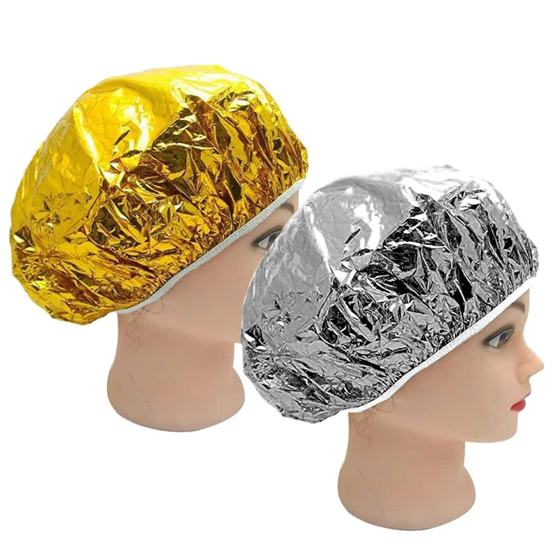 Professional One-off Shower Cap Heat Insulation Aluminum Foil Hat Elastic Portable Bathing Cap For Women Hair Salon Bathroom