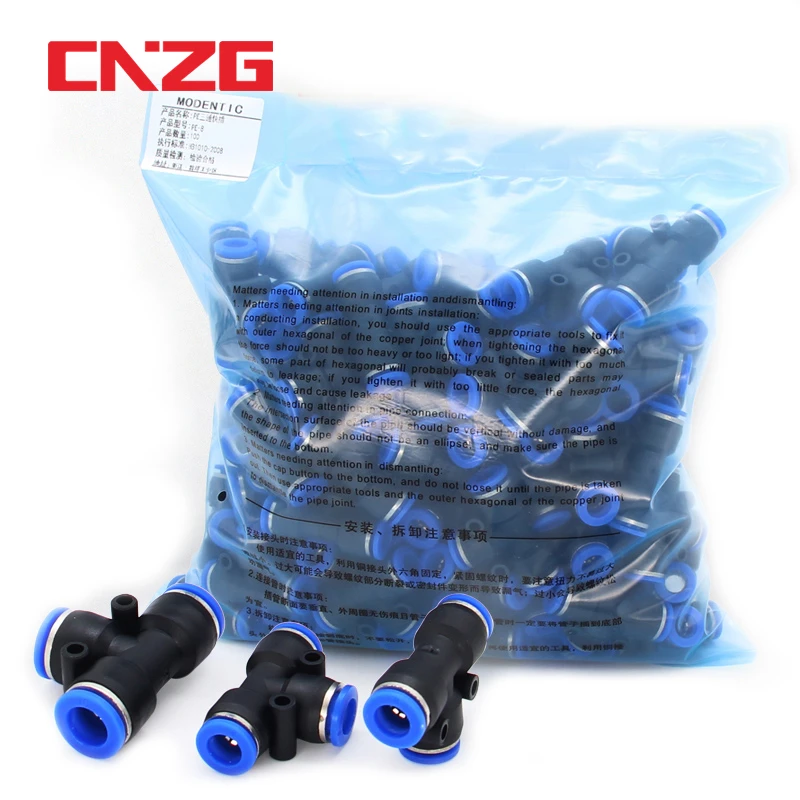 100pcs 50pcs Lot PE Pneumatic Fittings Fitting Plastic T Type 3-way For 4mm 6mm 8mm 10mm Tee Tube Quick Connector Slip Lock