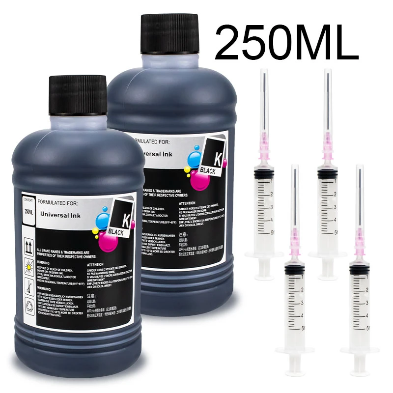 250ML Bottle Universal Ink refill For Epson 3800 7600 P600 T3200 Ecotank Printer For HP 305 302 301 PG 540 545 Cartridge and kit