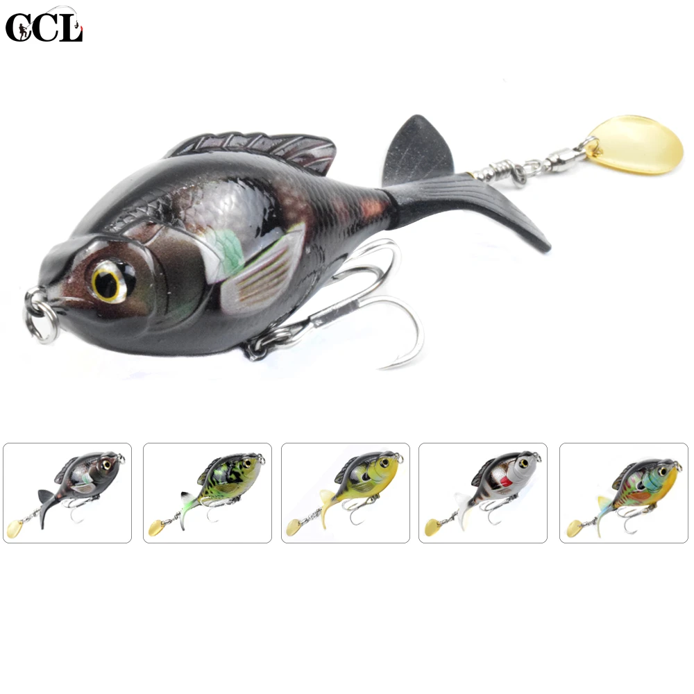 CCLTBA Rotate Tail Popper Lure 9.5cm 16.9g Topwater Wobble Fishing Lures Bass Fishing Tackle