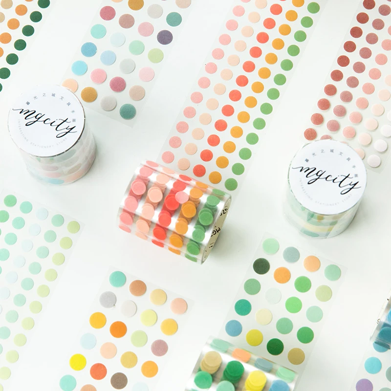 1250 Pcs/roll Circle Stickers Candy Color Dot Washi Stickers Round Stickers Dot Writing Washi Tape