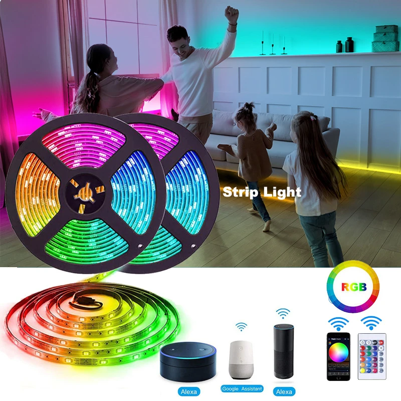 5M 10M 15M 5050 Led Strip DC12V RGB Flexible Tape Led Ribbon Led Strip Light With IR Remote For Home Kitchen Christmas Party Dec