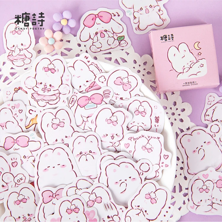 45 Pcs/pack Cute Rabbit Daily Kawaii Decoration Stickers Planner Scrapbooking Stationery Japanese Diary Stickers