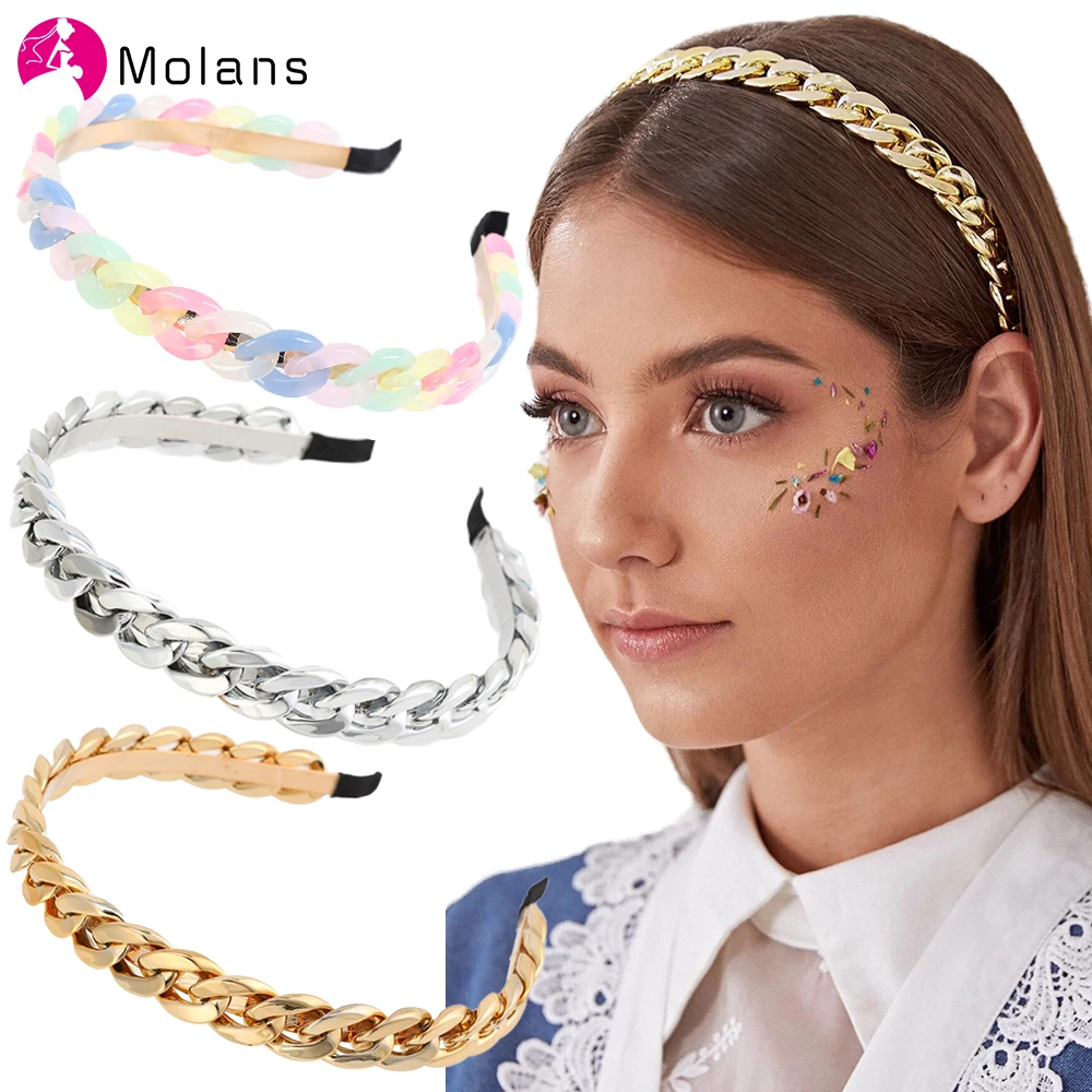 Molans Fashion Gold Chains Headband For Women Hairbands Hair Hoop Headwraps Girls Hair Accessories Elegant Chic Hair Ornament