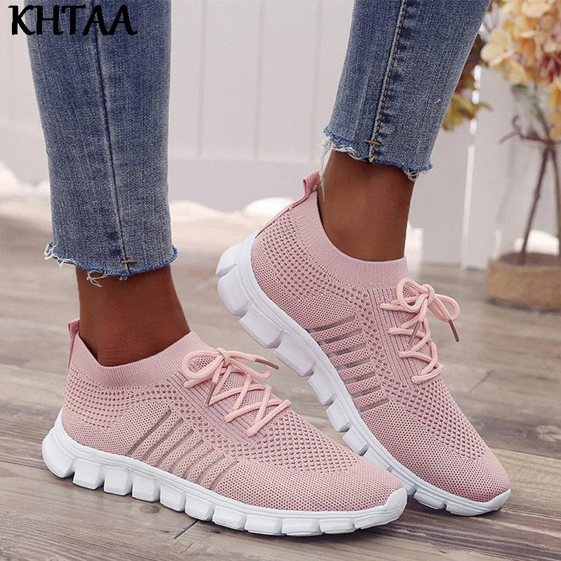 Woman Sneakers Breathable Light Women's Footwear 2021 Vulcanized Shoes Lace Up Comfort Flats Walking Shoe Fashion Casual Female