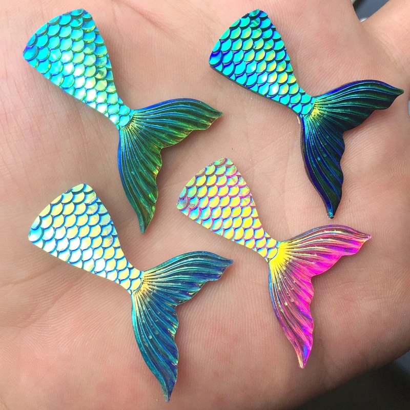 DIY Jewelry accessories Mermaid Fish scales tail resin wedding &Mermaid exhibition crafts accessories 10pcs/lot 28*39mm -E77