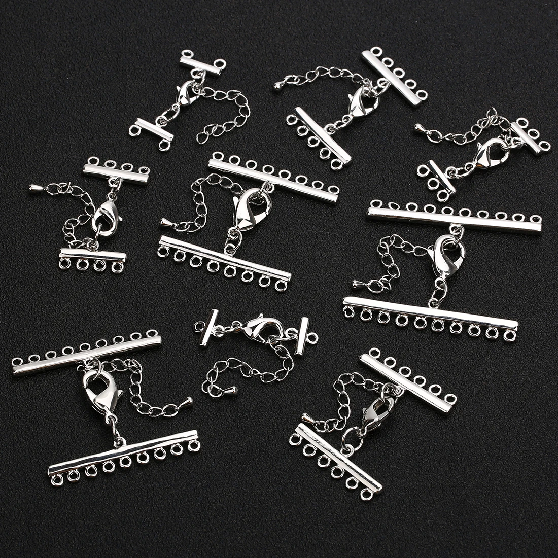 2sets/lot 1/2/3/4/5/6/8/9/10 Rows End Fastener Clasps Lobster Clasps For Bracelets Necklace Connectors DIY Jewelry Making