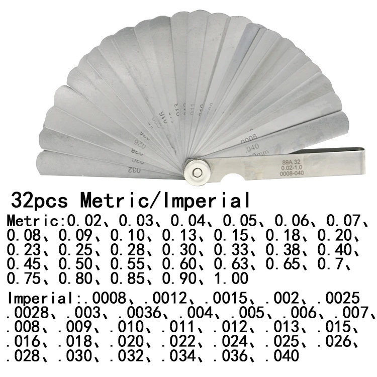 32 Blades Feeler Gauge Metric Gap Filler 0.02-1MM / 0.0008-0.040 INCH Gage Measurment Tool for Engine Valve Adjustment