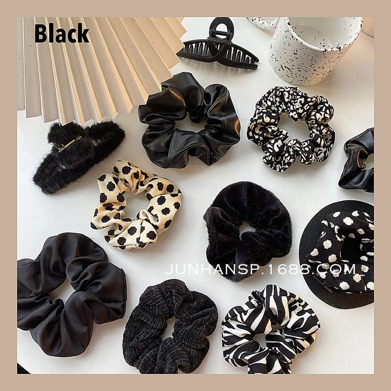 Temperament black/new sweet flannel French large intestine circle ponytail hair circle hair out all-match female catch clip