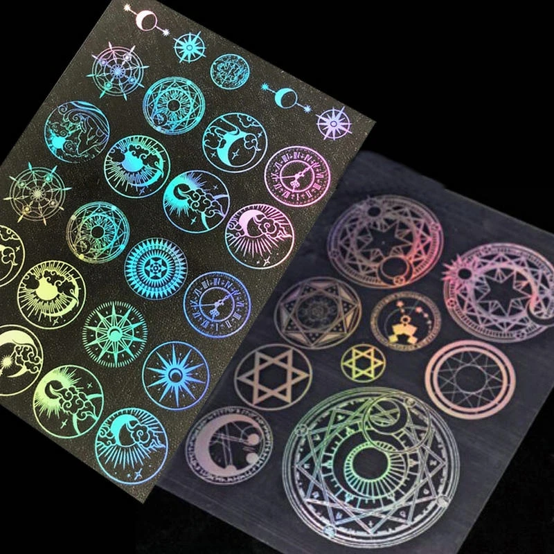 Iridescence Magic Circle Films Round Moon Star Clear Foil Materials Diy Resin Jewelry Making Stuff Phone Case Decoden