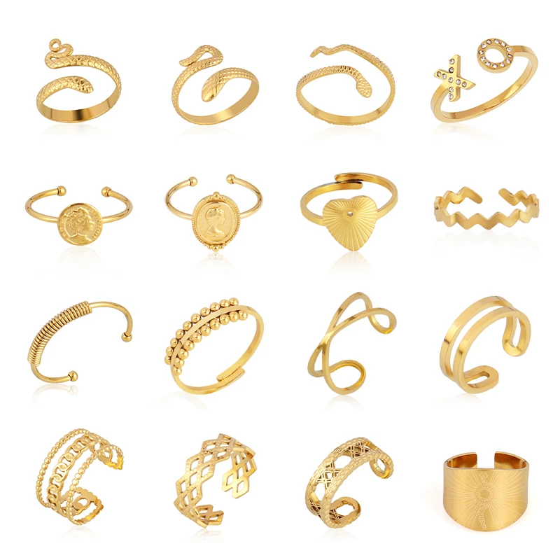 Fashion Euramerican Gold Colour Ring Rings Women Rings Stainless Steel Rings Women Open Rings For Women Chain Ring Jewelry Gifts