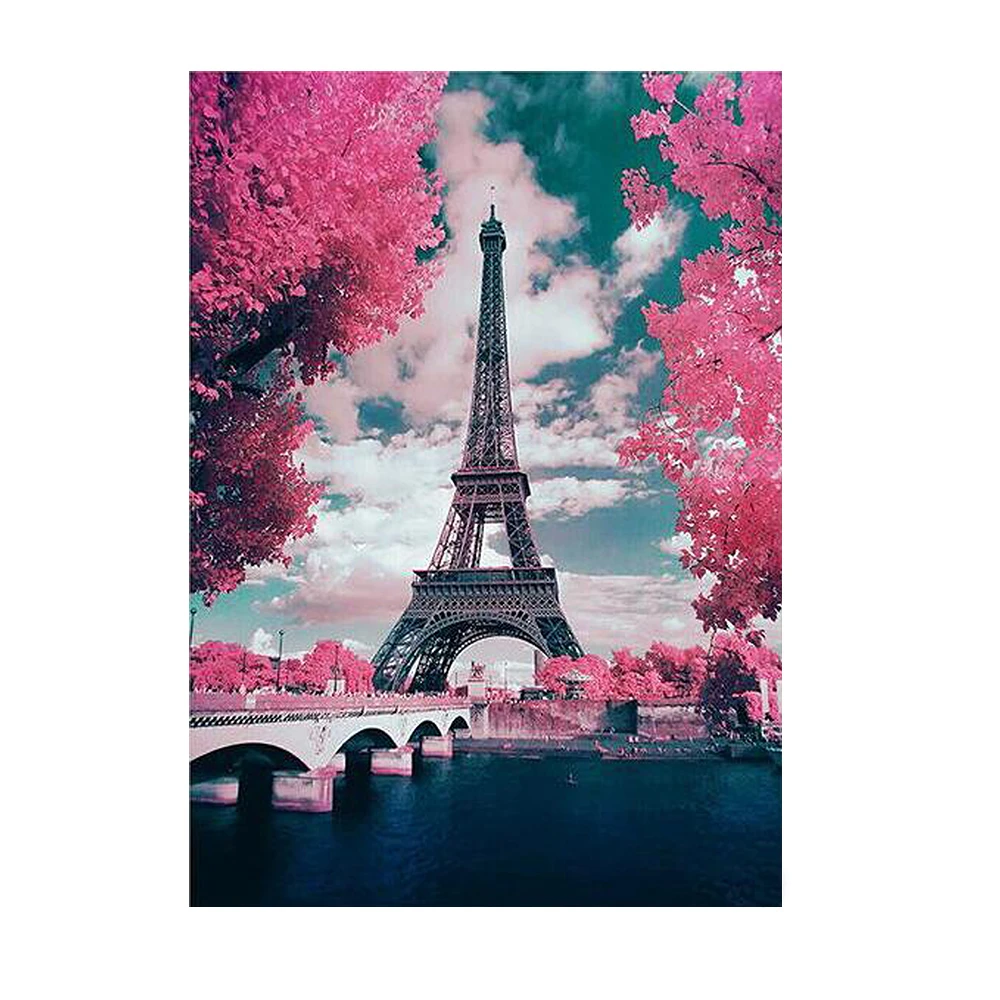 DIY 5D diamond painting landscape ‘Eiffel Tower’ round rhinestone embroidery color cross stitch home decoration