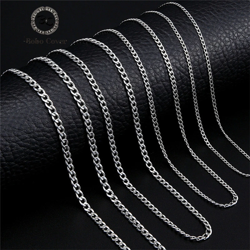 Punk Size 2-7mm Mens Curb Cuban Link Chain Stainless Steel Necklace Women Silver Color Male Jewelry Gifts For Hiphop Boy