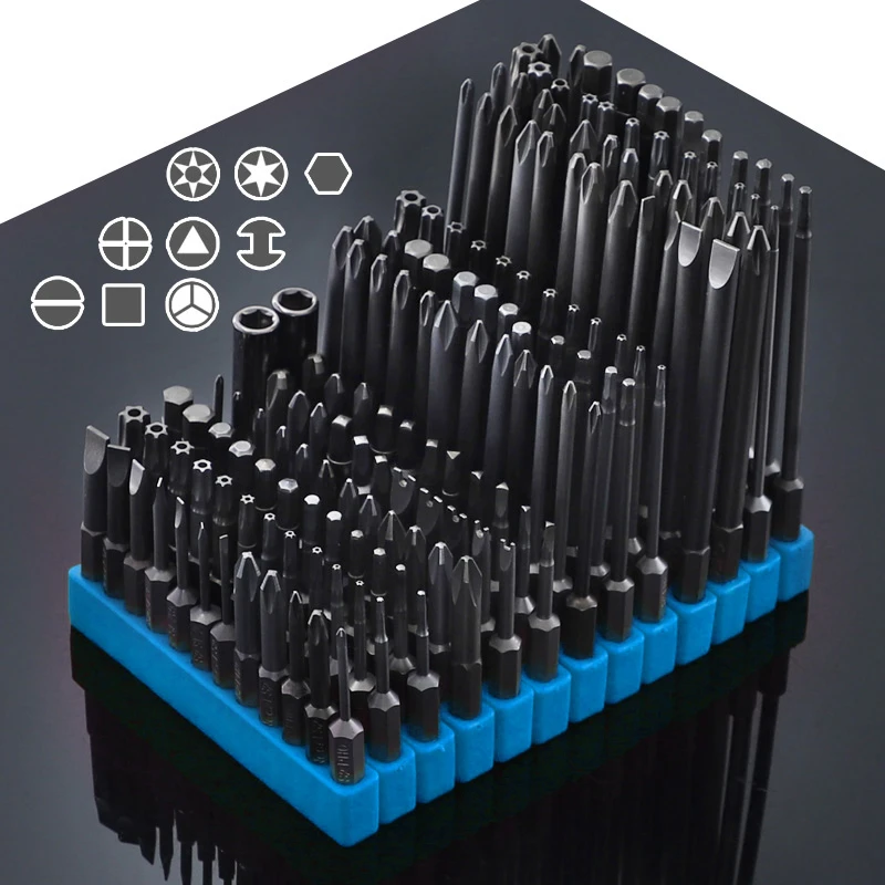 S2 Screwdriver Bits Magnetic Screw Driver Set 1/4'' Hex Shank Electric Drill Kits 50mm/75mm/100mm 12pcs/set