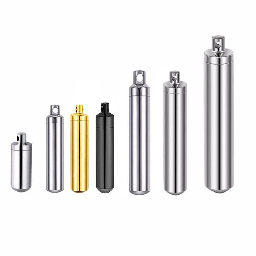 Dropship 5 Size Cylinder Cremation Urn Necklace for Ashes Memorial Keepsake Pendant  Stainless Steel Keepsake Jewelry