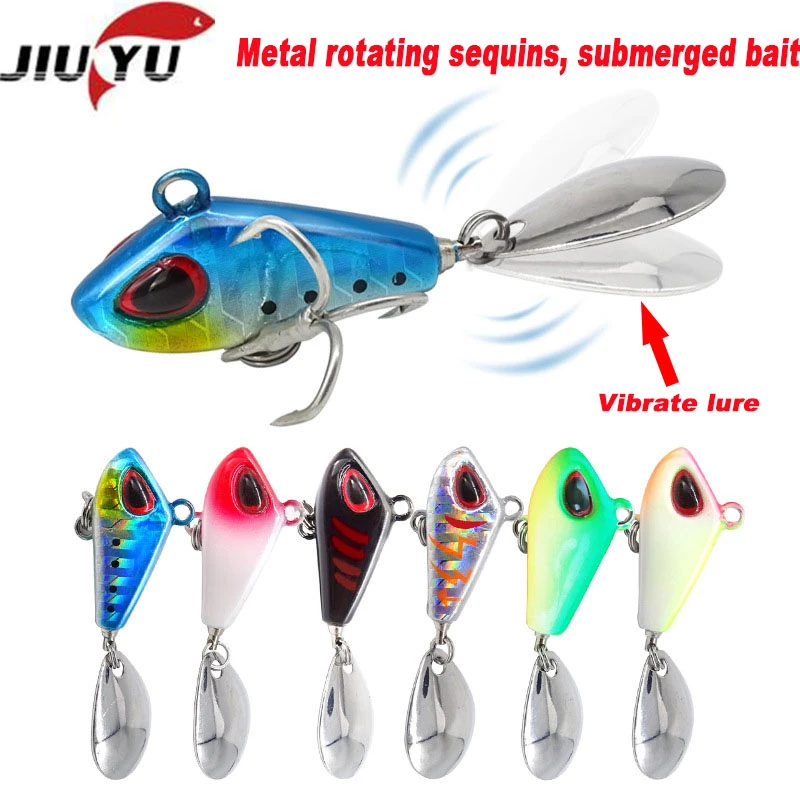 Metal Luminous VIB 6g 10g 17g 24g With Rotating Spoon Tail Fishing Lure Sinking Lures Fishing Tackle Crankbait Vibration Spinner