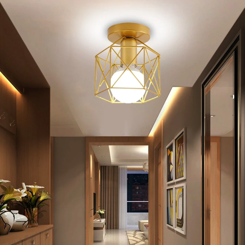Retro Ceiling Lamp for Entrance Aisle Corridor Nordic Iron Home Decro E27 LED Ceiling Lights Fixture for Bedroom Porch 110-220V
