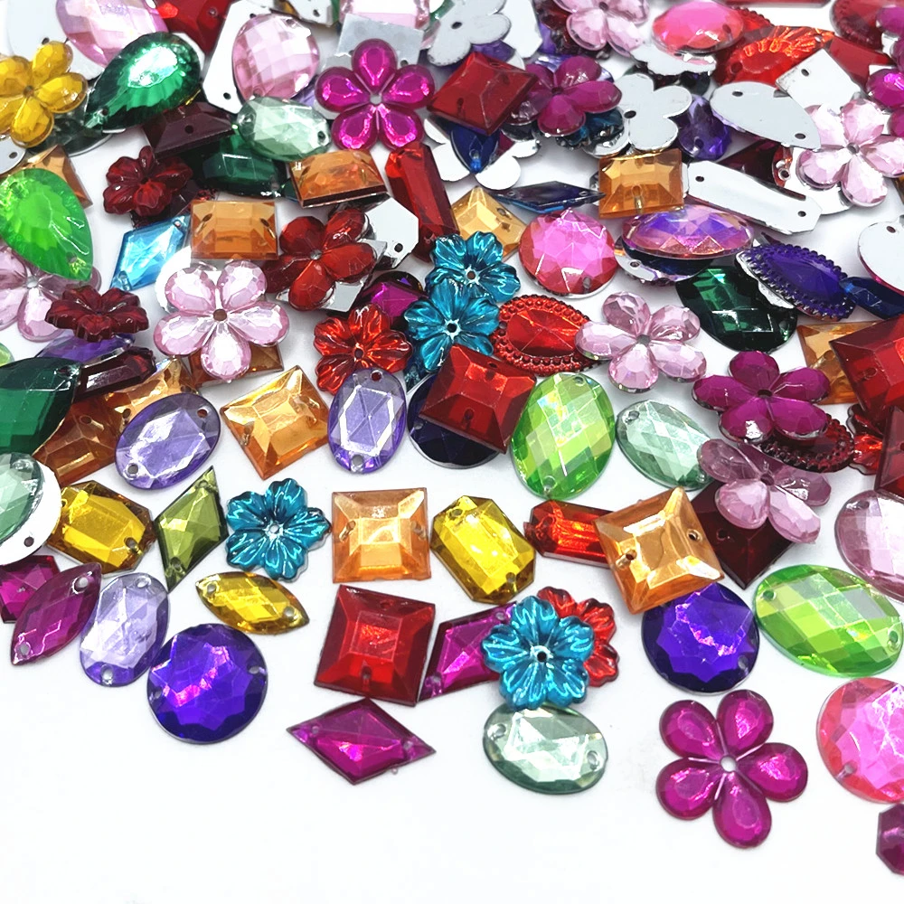 suoja 50/200pcs/lot mix color Acrylic Crystal Face Flat back Rhinestones Shiny Beads DIY Nail Art Jewelry Decoration