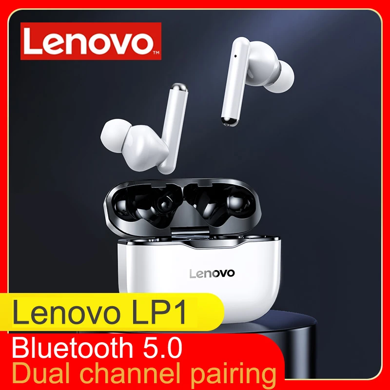 NEW Original Lenovo LP1 TWS Wireless Earphone Bluetooth 5.0 Dual Stereo Noise Reduction Bass Touch Control Long Standby 300mAH