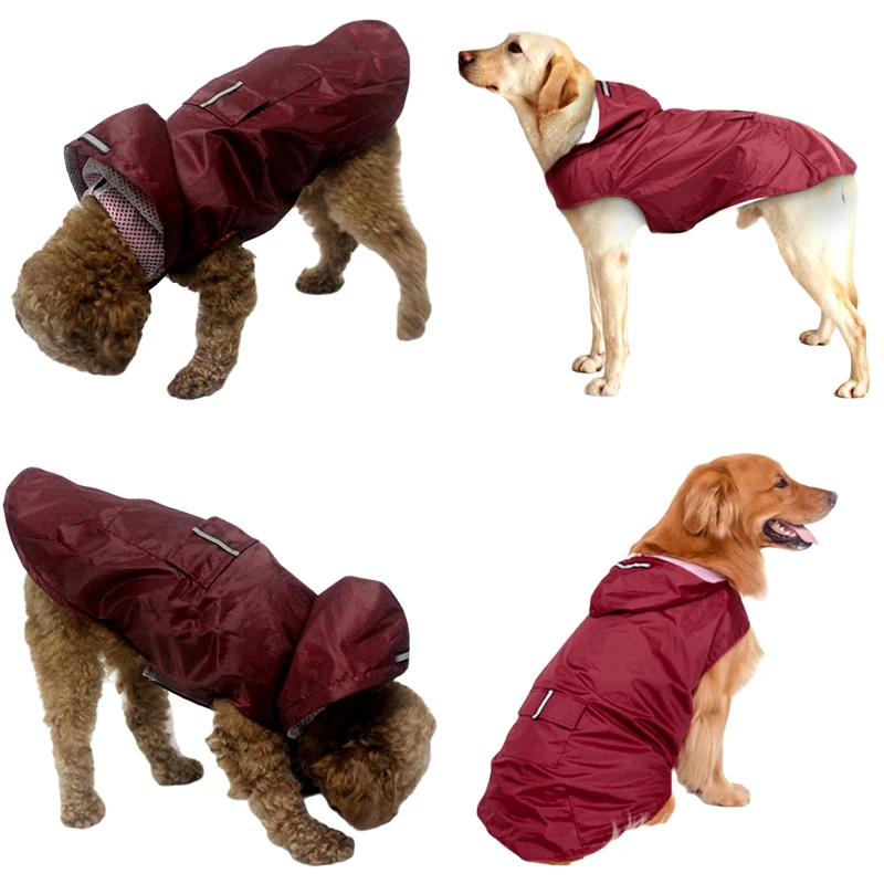 Pet small Dog Raincoat Waterproof Large Dog Clothes Outdoor Coat Rain Jacket Reflective Puppy Big dog poncho Breathable mesh