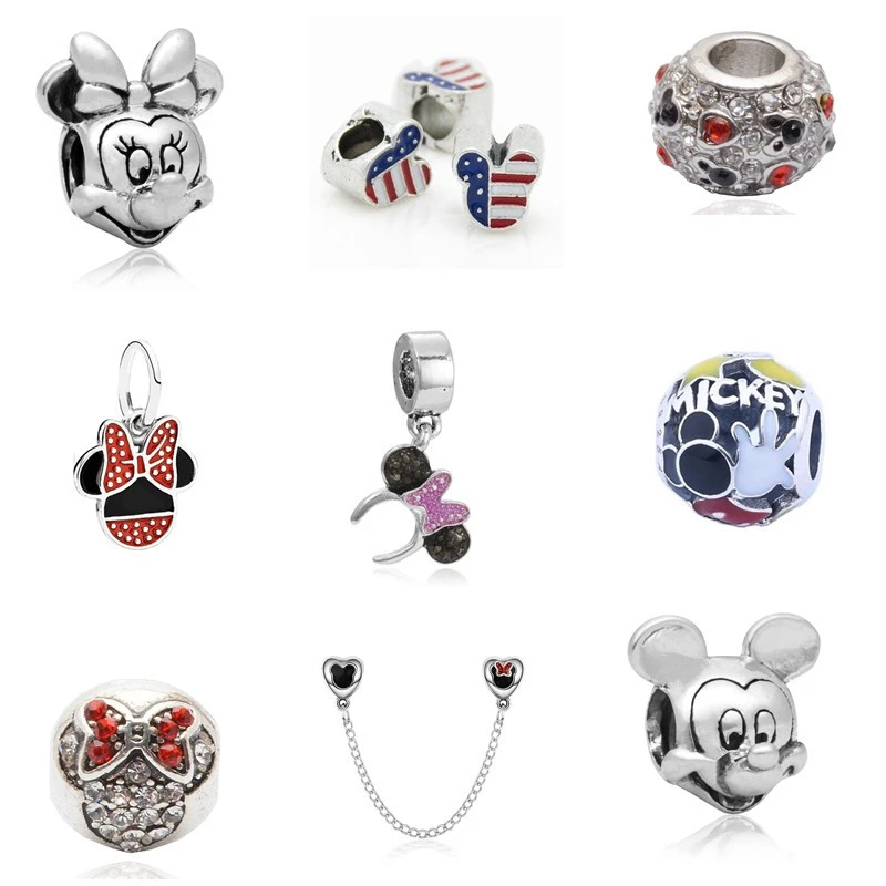 Popular Exquisite DIY European Beads Cartoon Mouse Minn Beads Charms Fit Original Bracelet Big Hole Wholesale Price 1Pcs