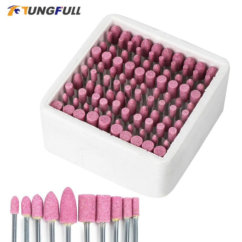 100pcs/set Drill Grinding Head Tool Assorted Ceramic Mounted Point For Dremel Mini Drill Rotary Tools Abrasive Mounted Stone
