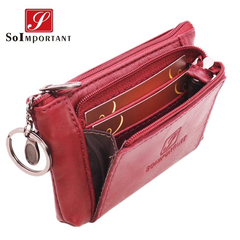Hot Genuine Cowhide Leather Purses And PU Wallets For Women Female Coin Purse Small Zipper Money Bags Card Holder Key Ring Pouch