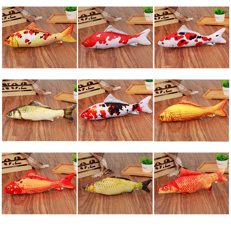 Pet Soft Plush Creative 3D Carp Fish Shape Cat Toy Gifts Catnip Fish Stuffed Pillow Doll Simulation Fish Playing Toy For Pet