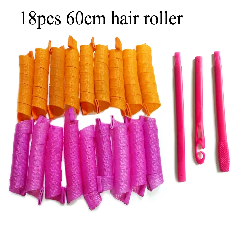 (20/30/45/55/60/70cm)18pcs/set spiral Hair curler Rollers plastic Magic hair roller new hair curlers with hook