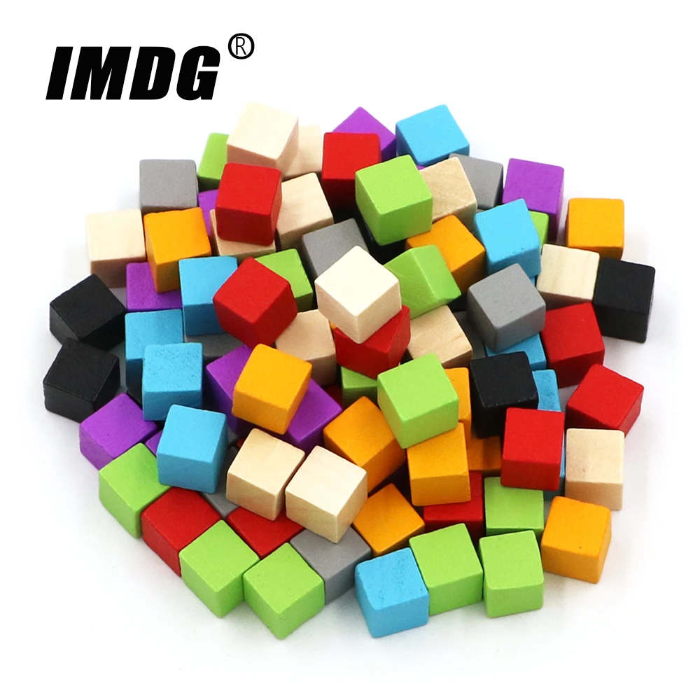 100pcs/set Wood Cubes Blocks Blank Dice DIY Tokens New Products 10mm Square Corner Color Board Game Cubes Early Education