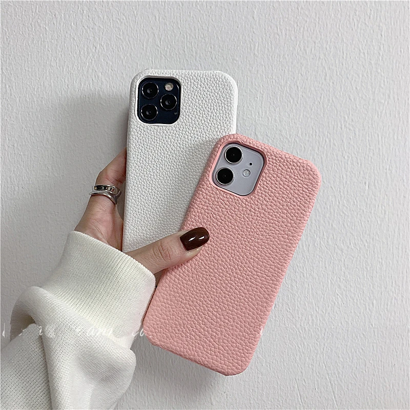 Luxury brand litchi Dermatoglyph Hard leather phone case for apple iphone 7 8 Plus X XS XR MAX 11 Pro SE 2 12 protection cover