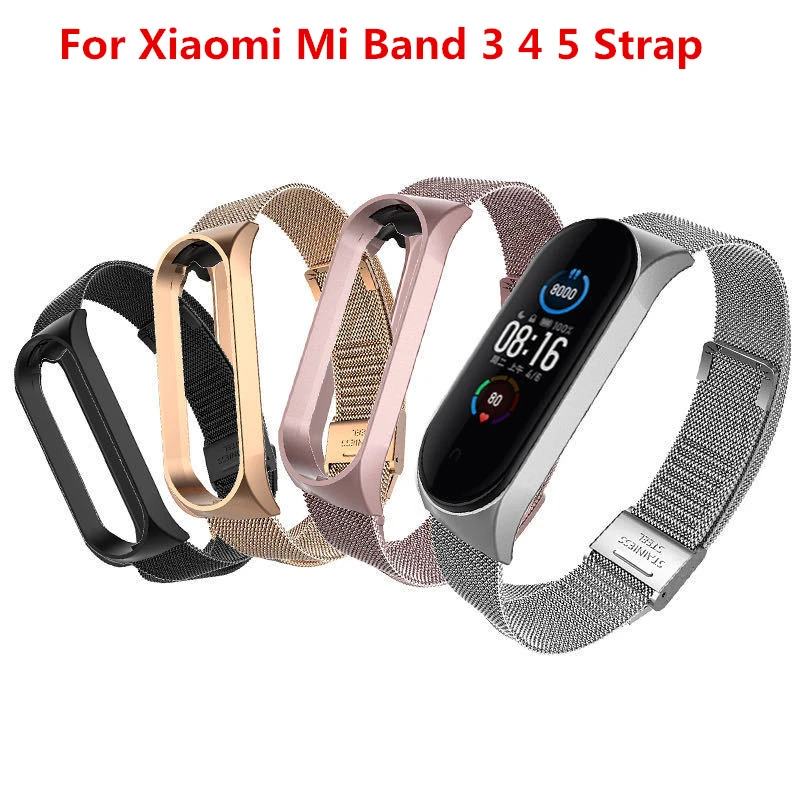 Mi band 5 4 3 Metal Strap Bracelet for Xiaomi Mi Band 3 4 5 Screwless Mi Band 4 3 bracelet MiBand Wrist band smart Band4 Steel