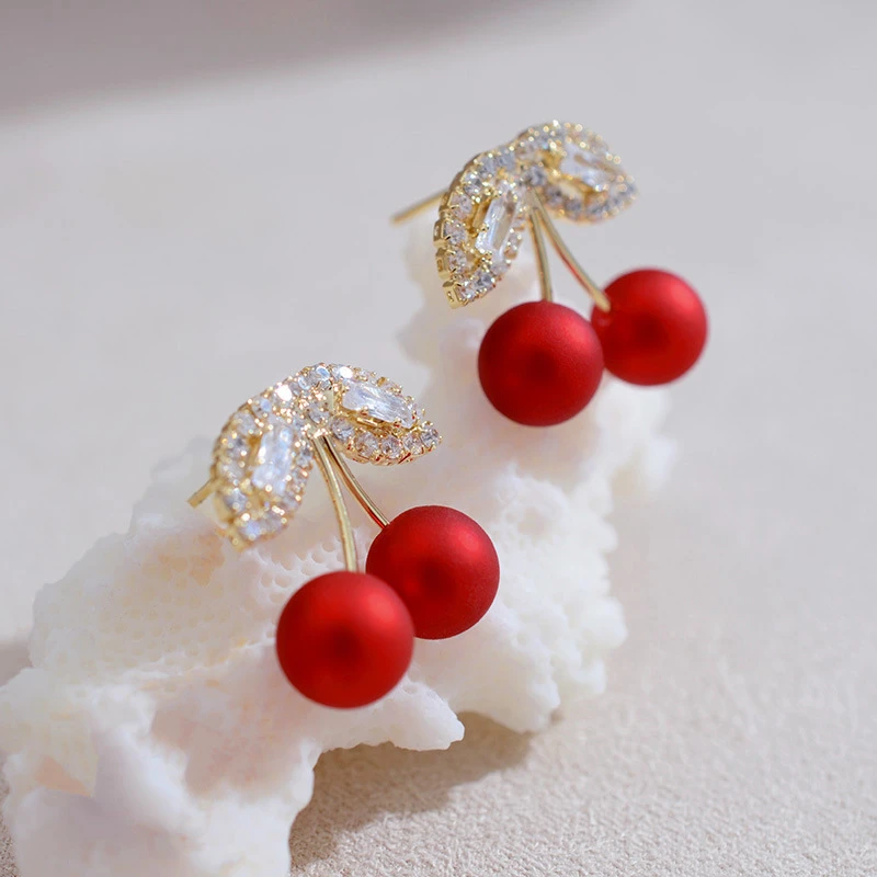 2020 New Arrival Dominated fashion Geometric fine Women Drop Earrings contracted sweet cherry modelling long earrings