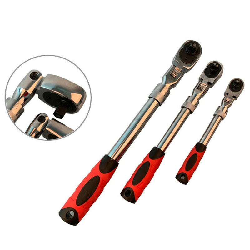 72Teeth Telescopic Ratchet Spanner Automatic Quick Release Fast 1/4 1/2 3/8 Can Adjust 90 Degrees Scaffold Ratchet Handle Wrench