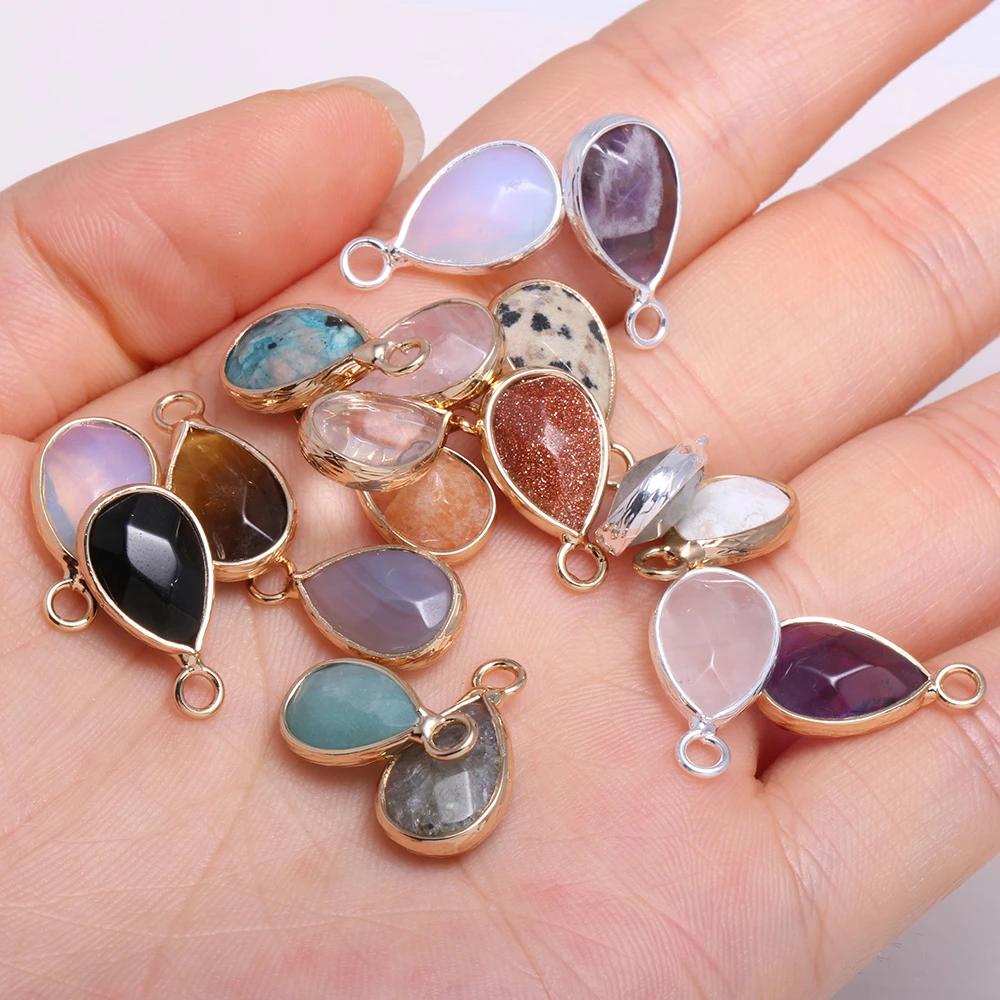 Natural Stone Quartzs Labradorite Amethysts Pendants Water Drop Shape Charm for Jewelry Making DIY Necklace Earring Accessories
