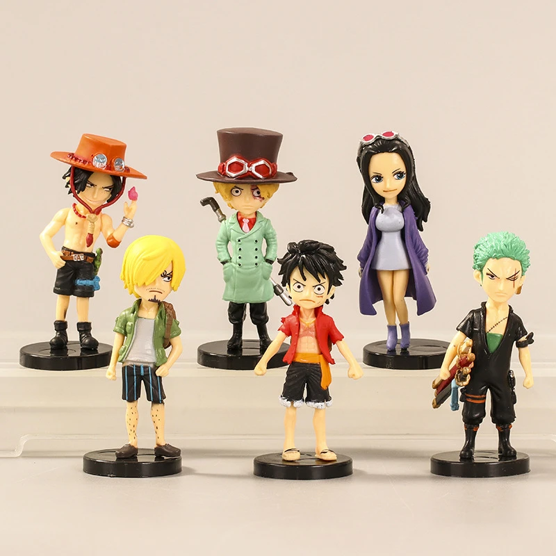 6pcs/set 8cm Anime One Piece Figure Mini Toys Luffy Sanji Boa Hancock Ace Roronoa Zoro PVC Model Figure Dolls