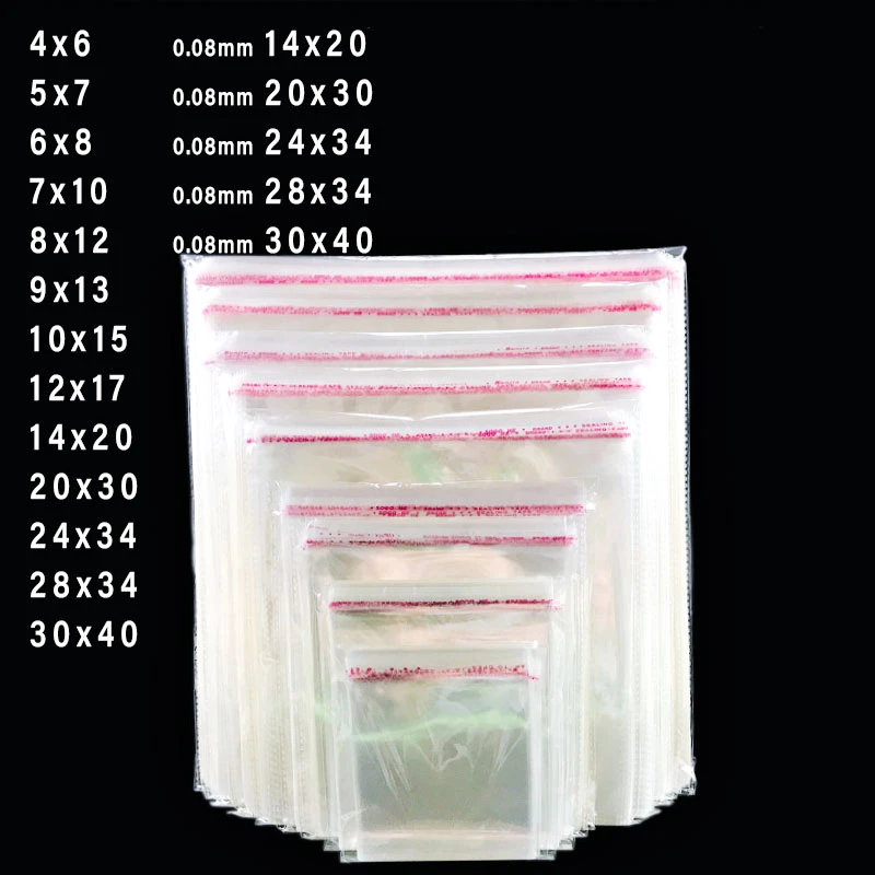 Clear Plastic Self Adhesive Bag  Jewelry Accessories Candy Packing Bag Gift Cookie seal bags Packaging Bag